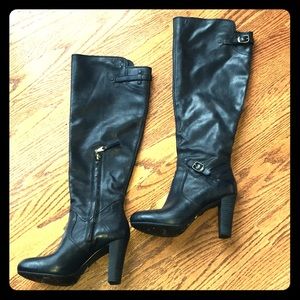 Ugg black leather heeled boots